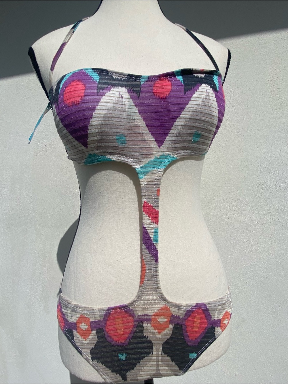 Colombian Designed Multicolor Tribal Monokini Swimsuit Size P XS